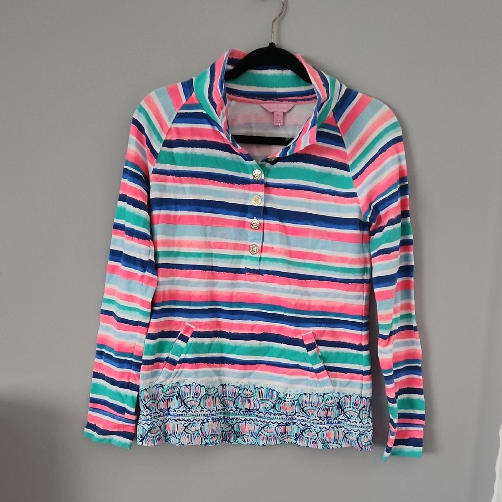 Lilly Pulitzer Captain Popover Henley - Pink, Blue & Green